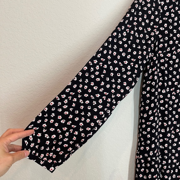 Loft Floral Dress Women's M Long Sleeve V Neck Button Front Drop Waist Casual - Picture 3 of 12